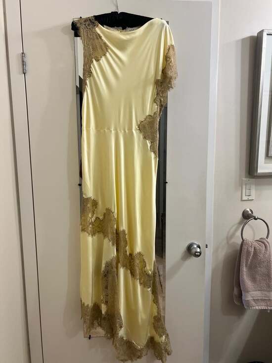 A.L.C. Alessia Satin and Lace Handkerchief Hem Maxi Dress - Picture 6 of 11